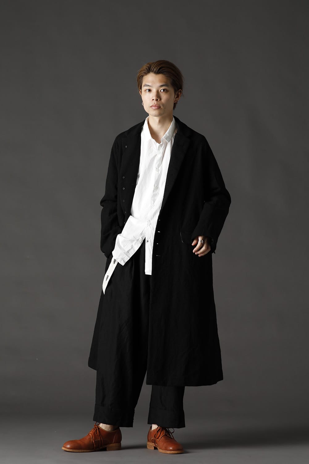 CHRONO-TWEED Long Coat Black