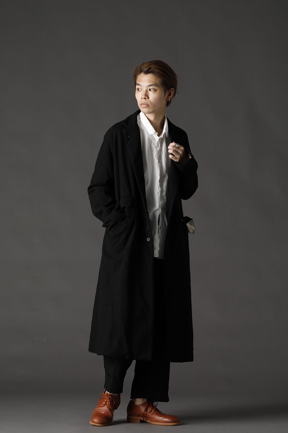 CHRONO-TWEED Long Coat Black