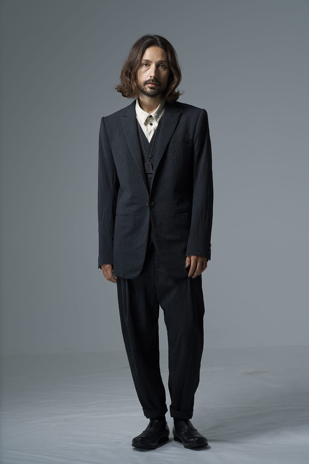 Shirt cotton / nylon Shadow jacquard  Ecru