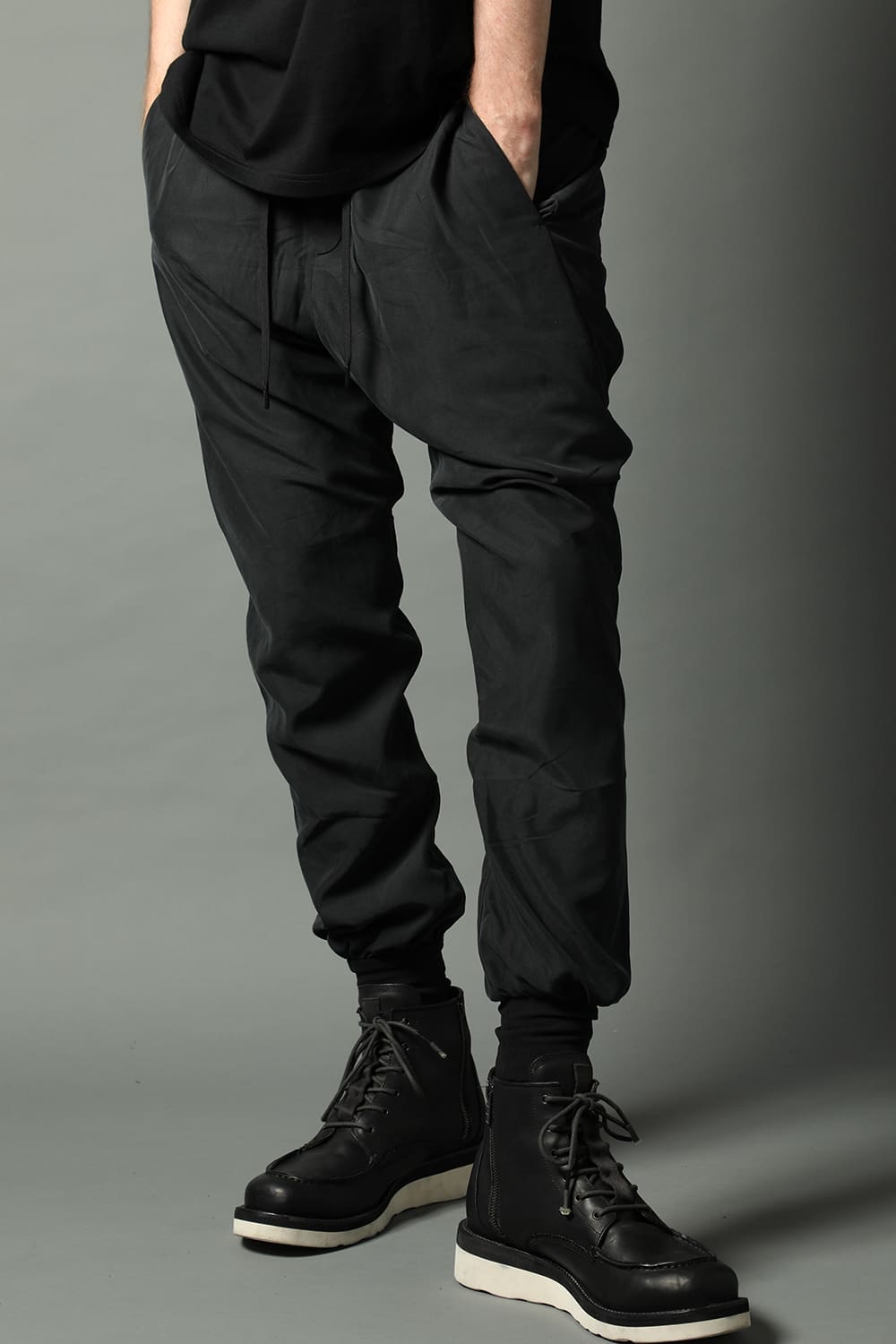 Jogger pants rayon/polyester poplin  Black