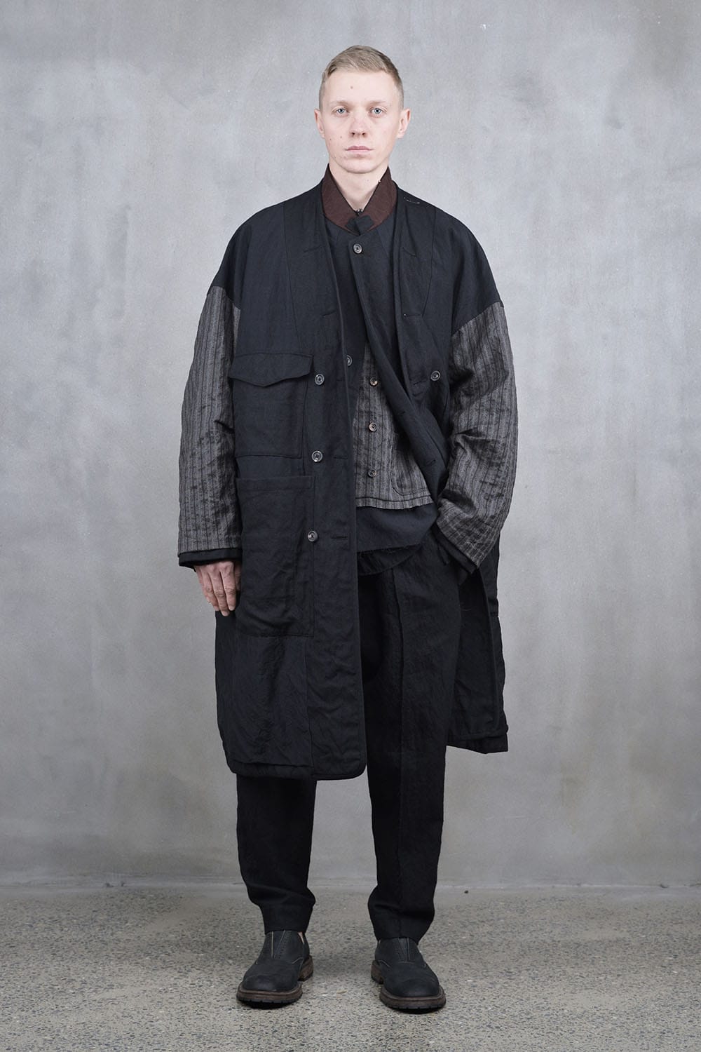 No Collar Double Dreast Coat