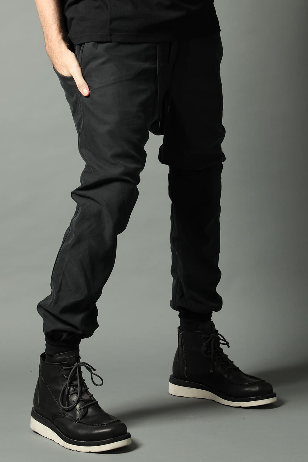 Jogger pants rayon/polyester poplin  Black