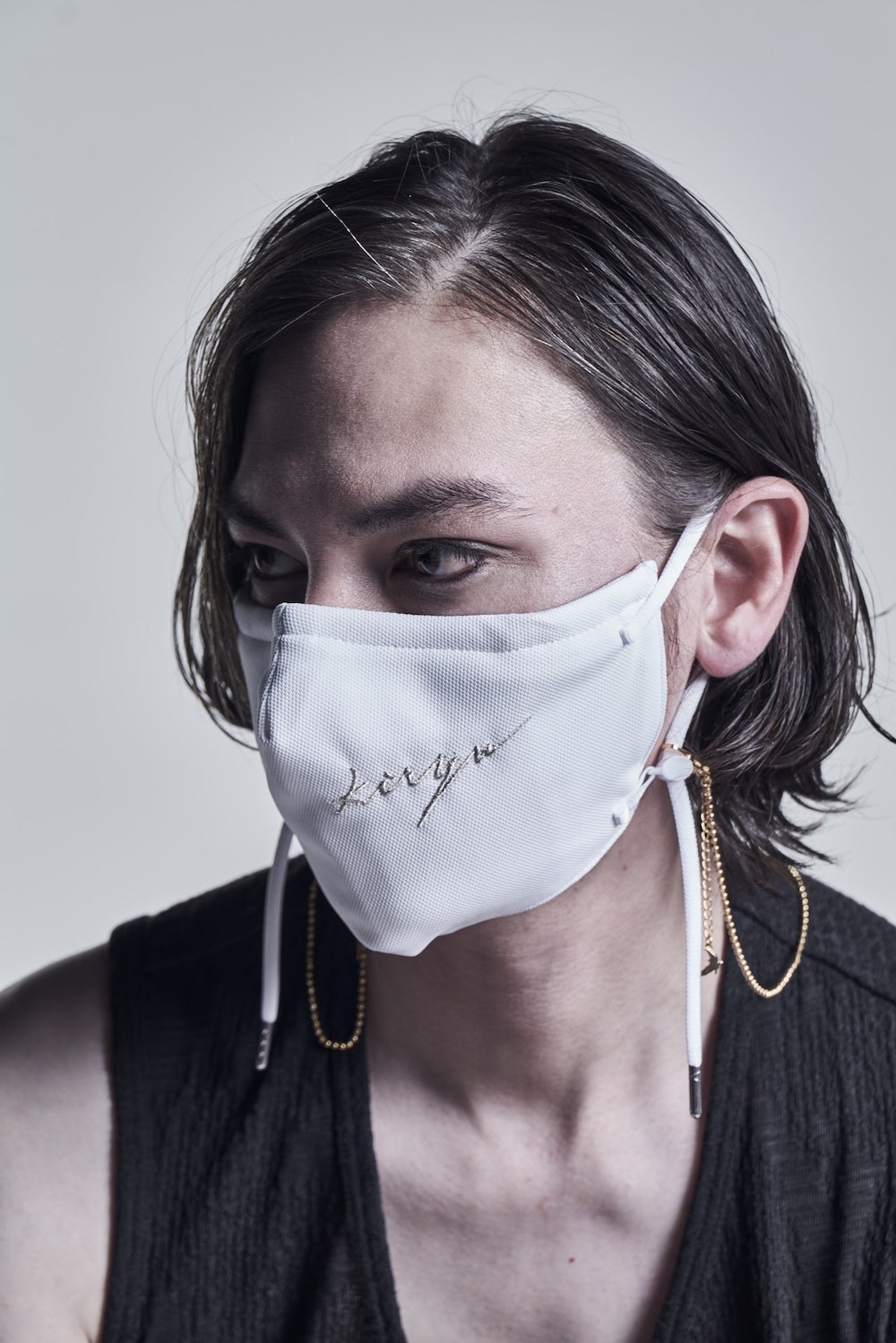 刺繍 フェイス カバー ホワイト