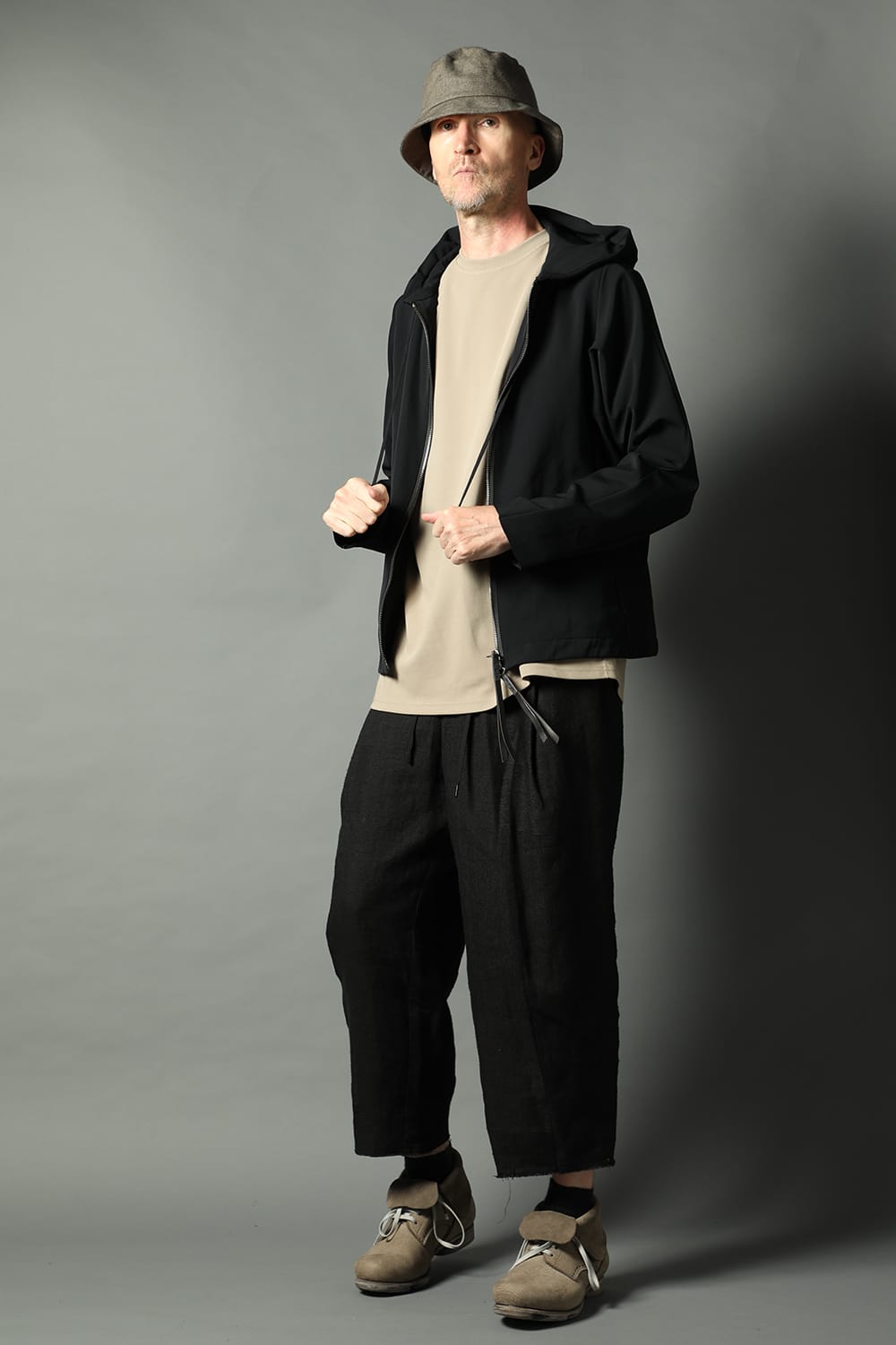 Hooded jacket merino wool jersey bonding