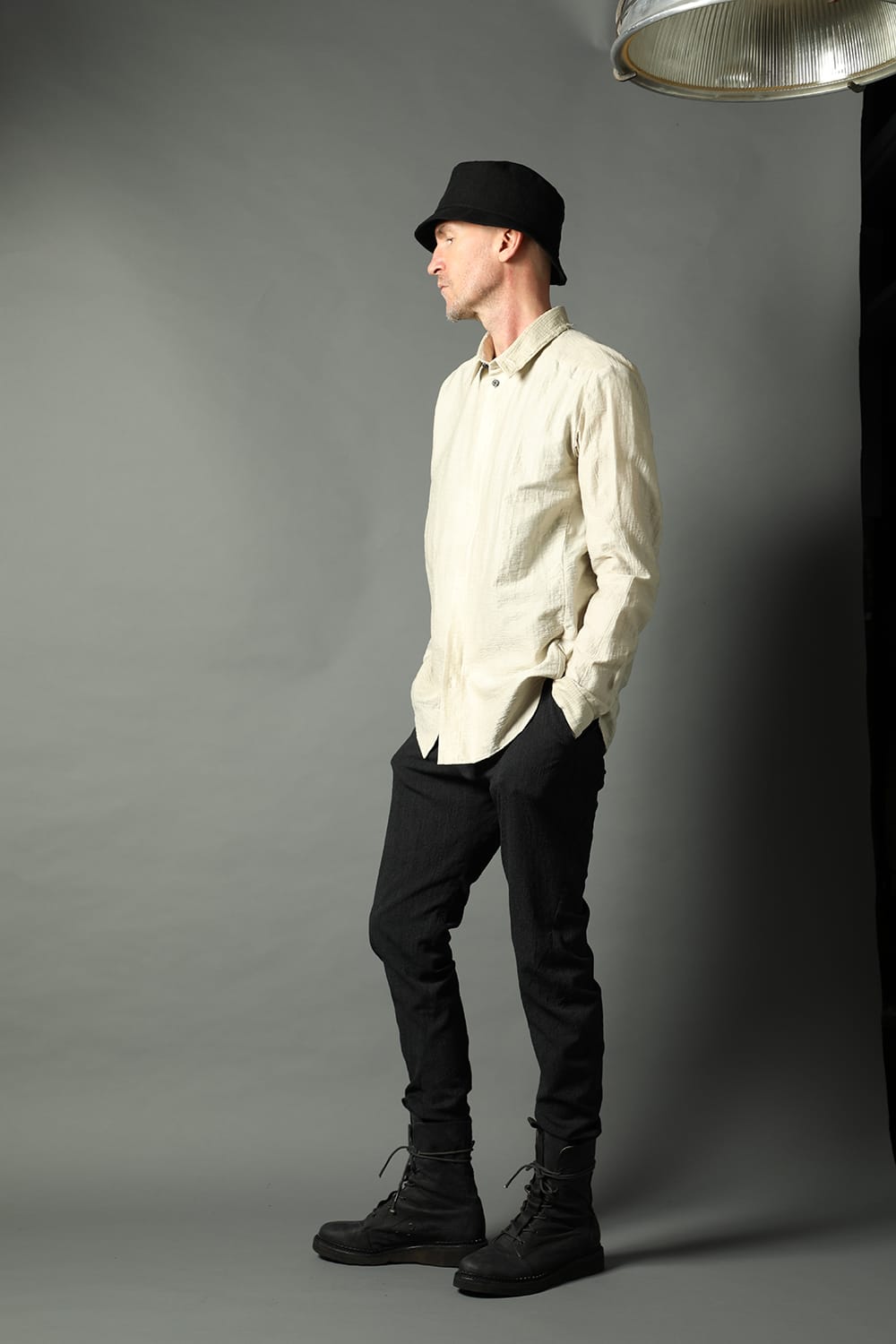 Shirt cotton / nylon Shadow jacquard  Ecru