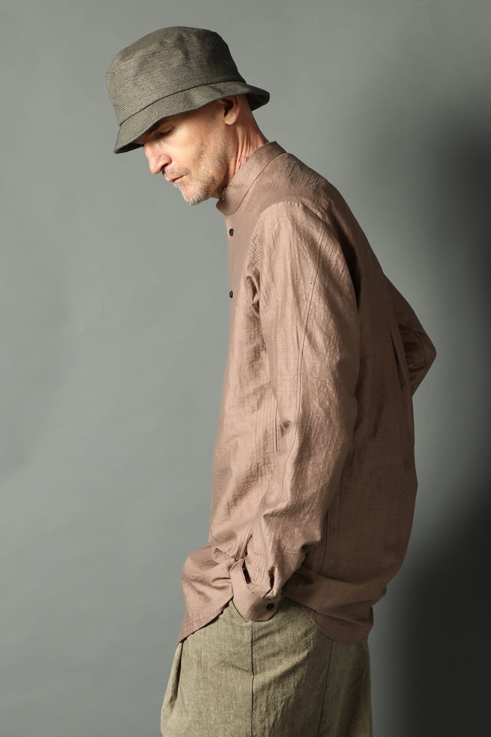 Shirt cotton / nylon Shadow jacquard  Pink Gray