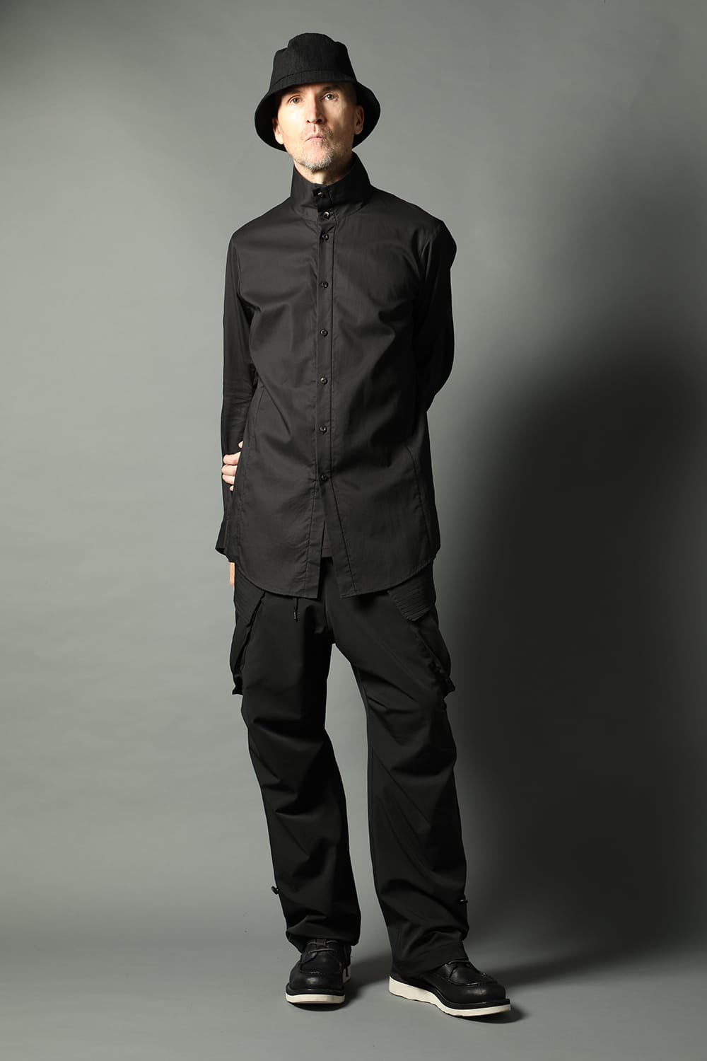 Hight neck shirt 200/2 cotton double weave  Black
