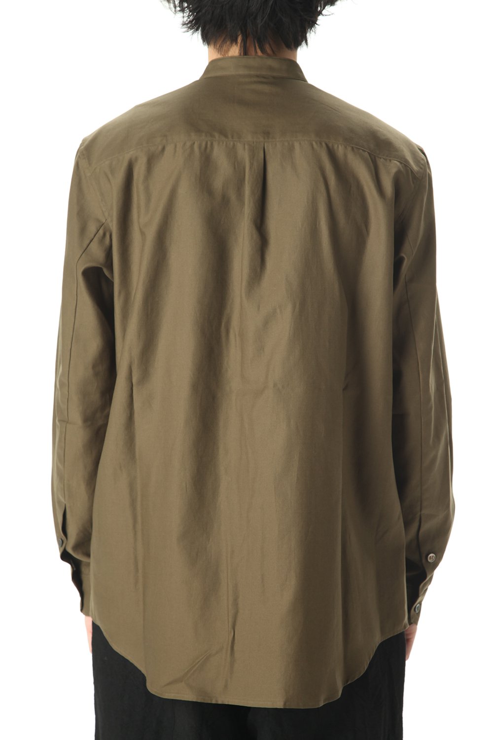 Ultra high density Back satin Stand collar shirt Olive