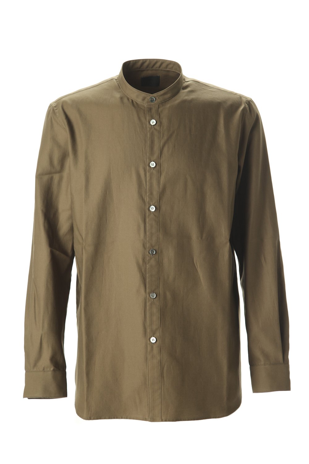 Ultra high density Back satin Stand collar shirt Olive