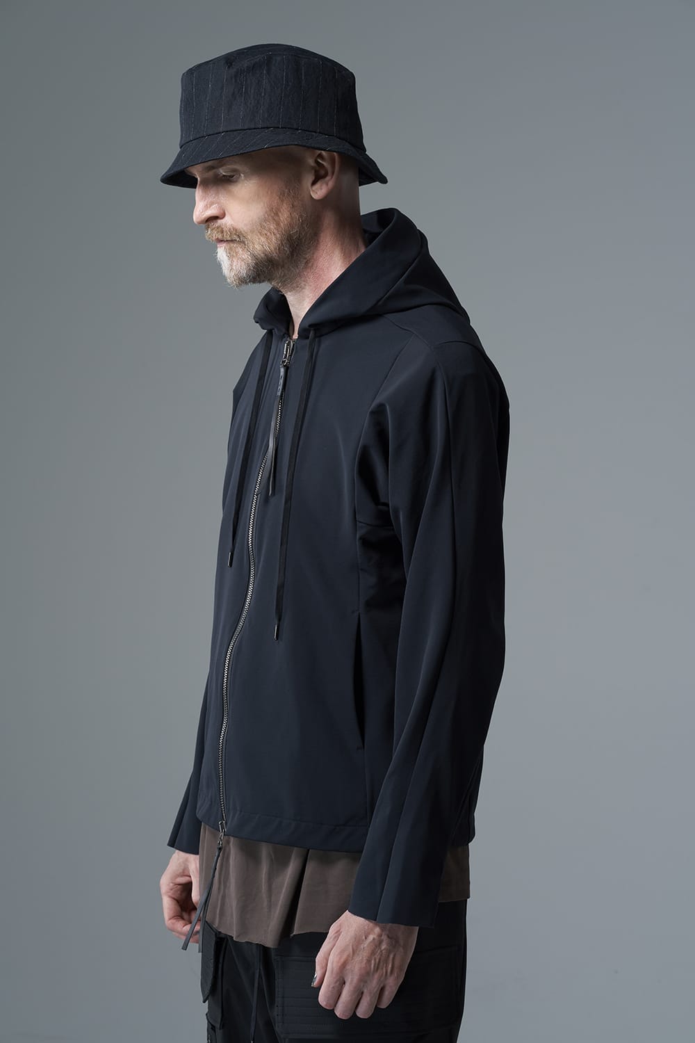 Hooded jacket merino wool jersey bonding