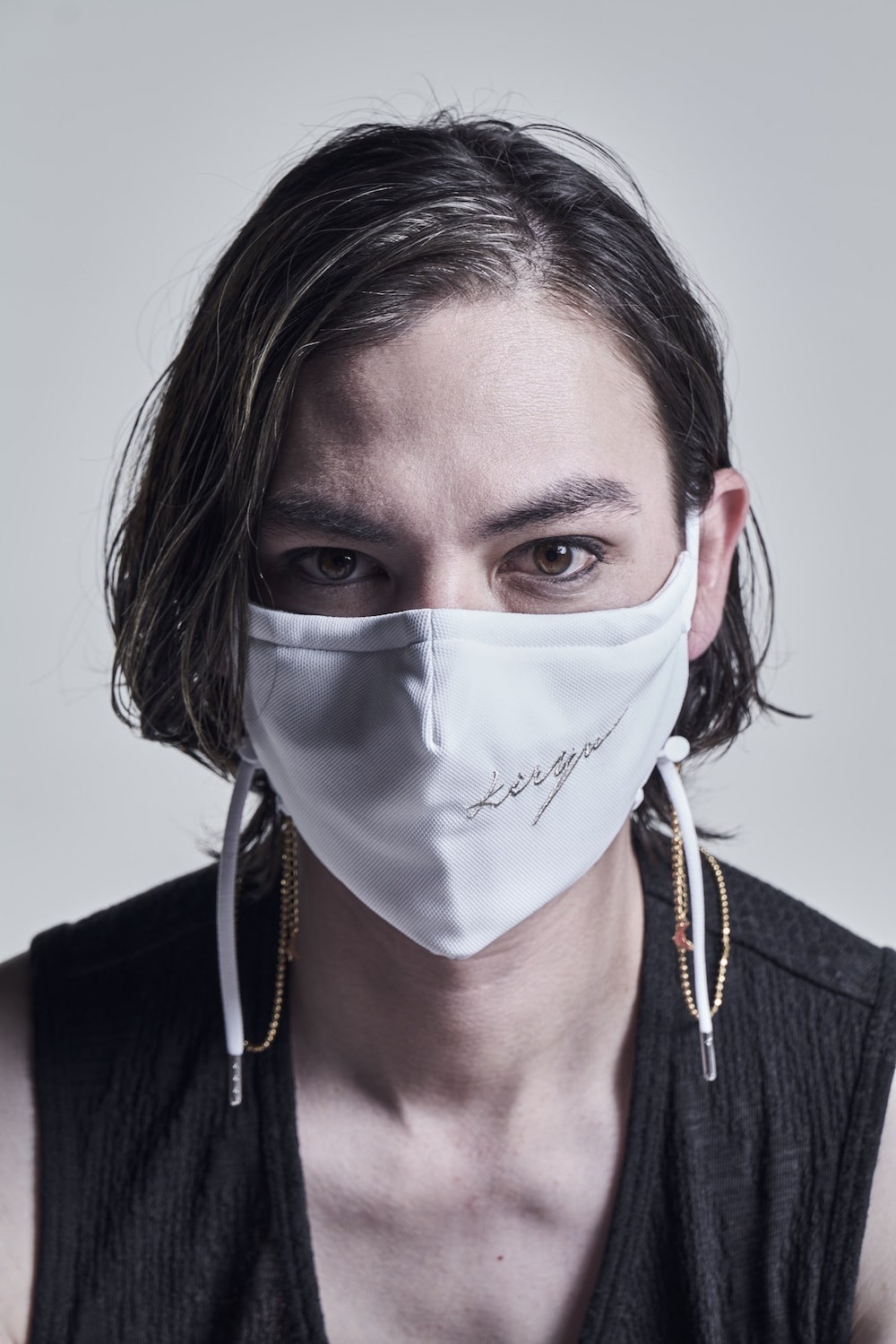 刺繍 フェイス カバー ホワイト