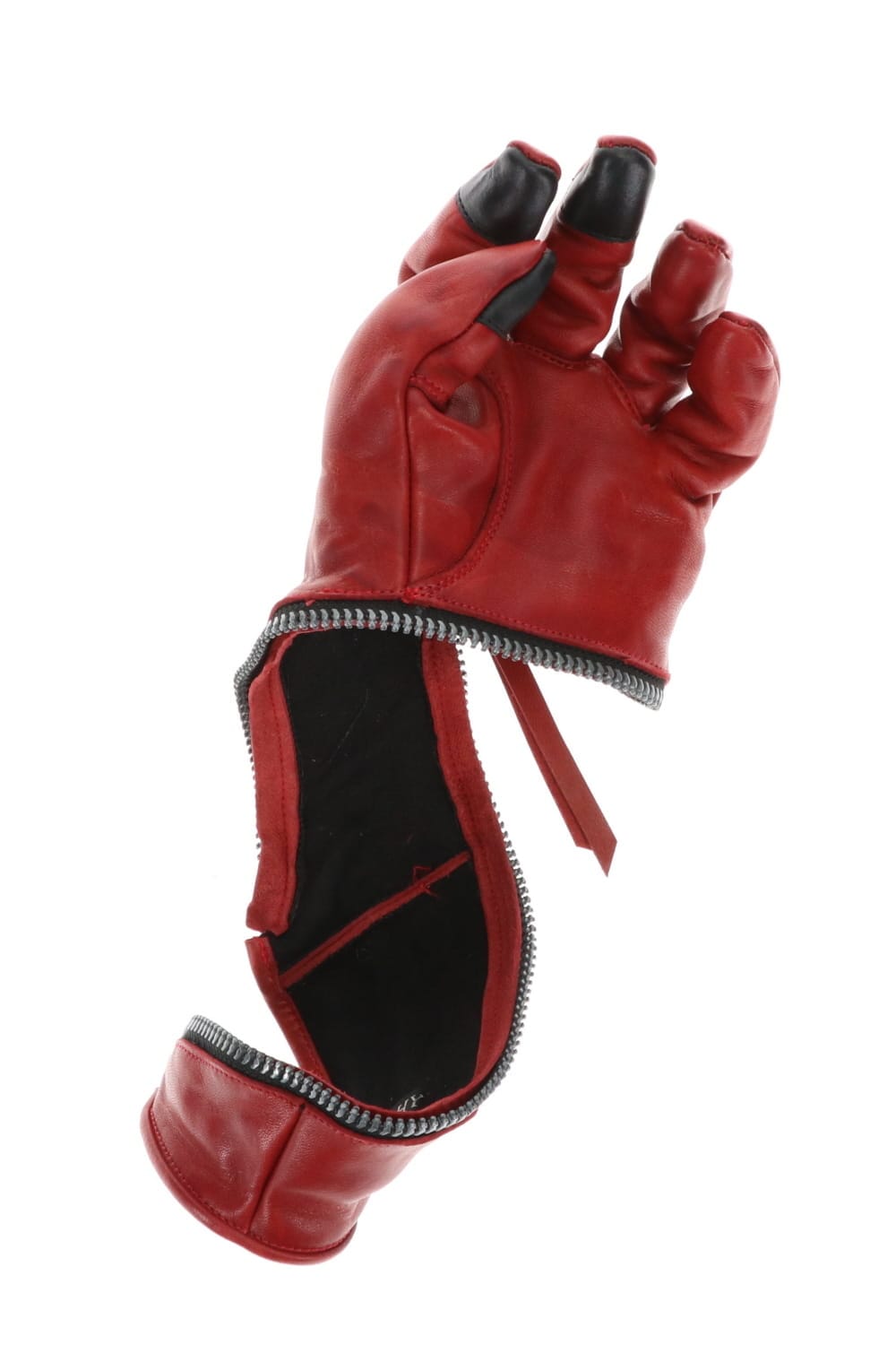 Horse Leather Spiral ZIP Gloves Red