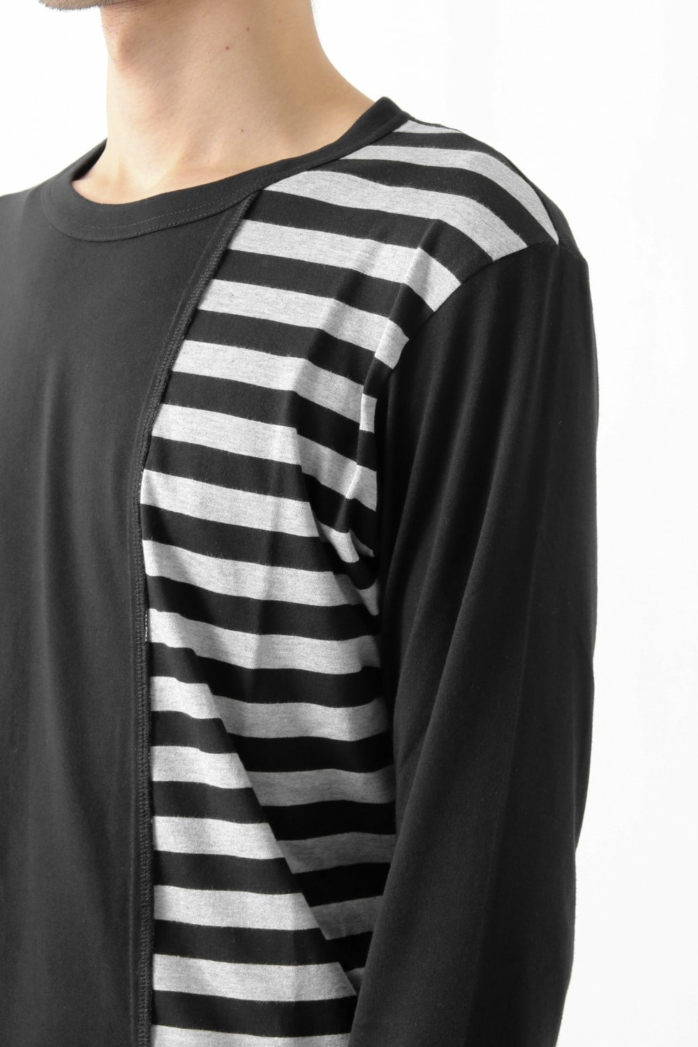 Vertical Switched Part Long Sleeve Shirt