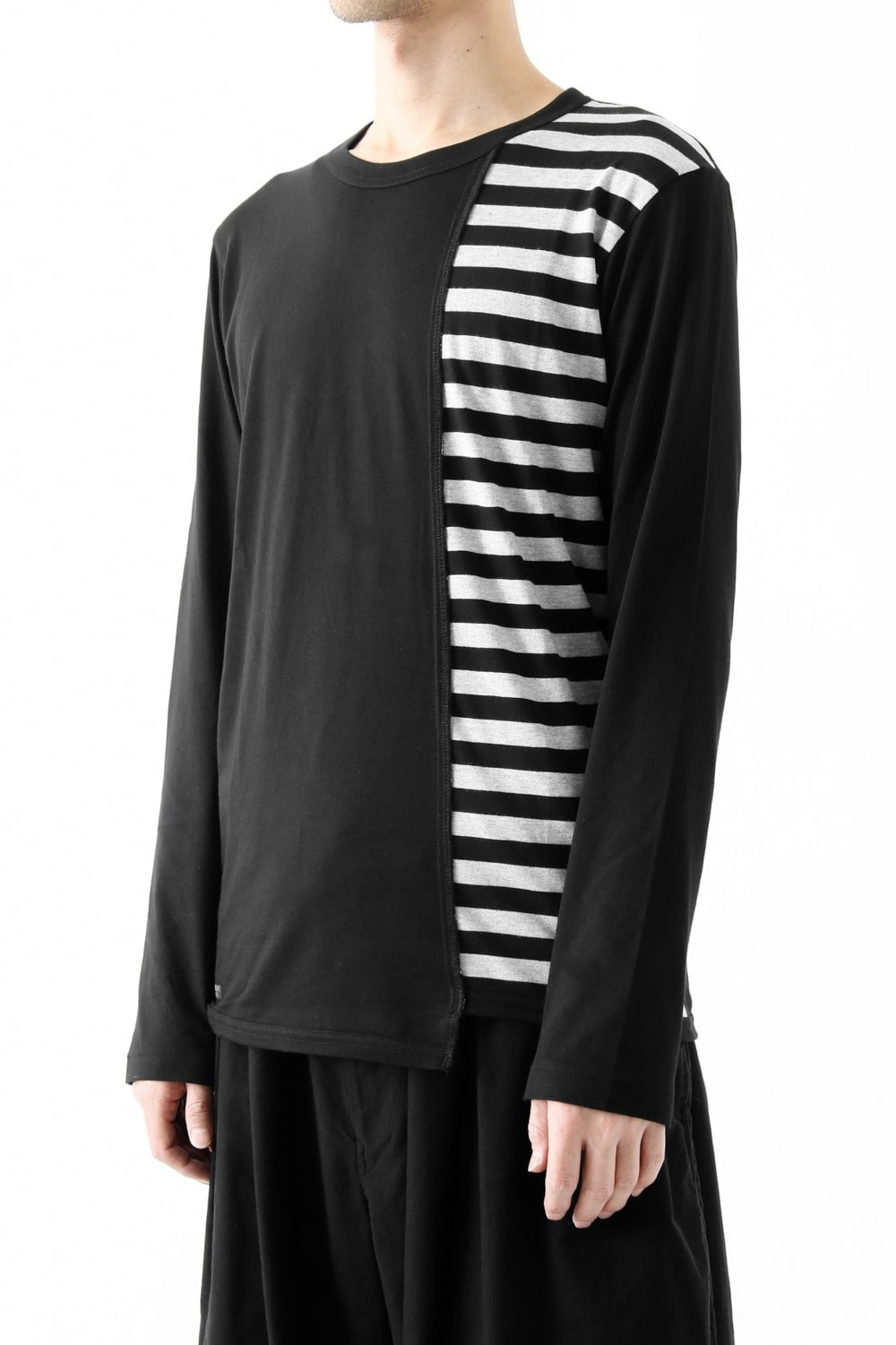 Vertical Switched Part Long Sleeve Shirt