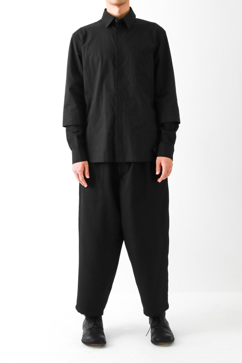 Double Layered Sleeve Fly Front Shirt