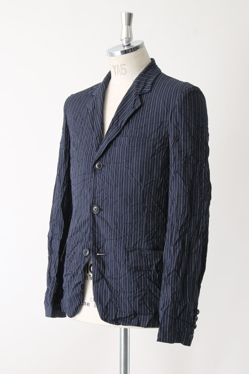 3B Notched Lapel Wrinkled Stripe Jacket