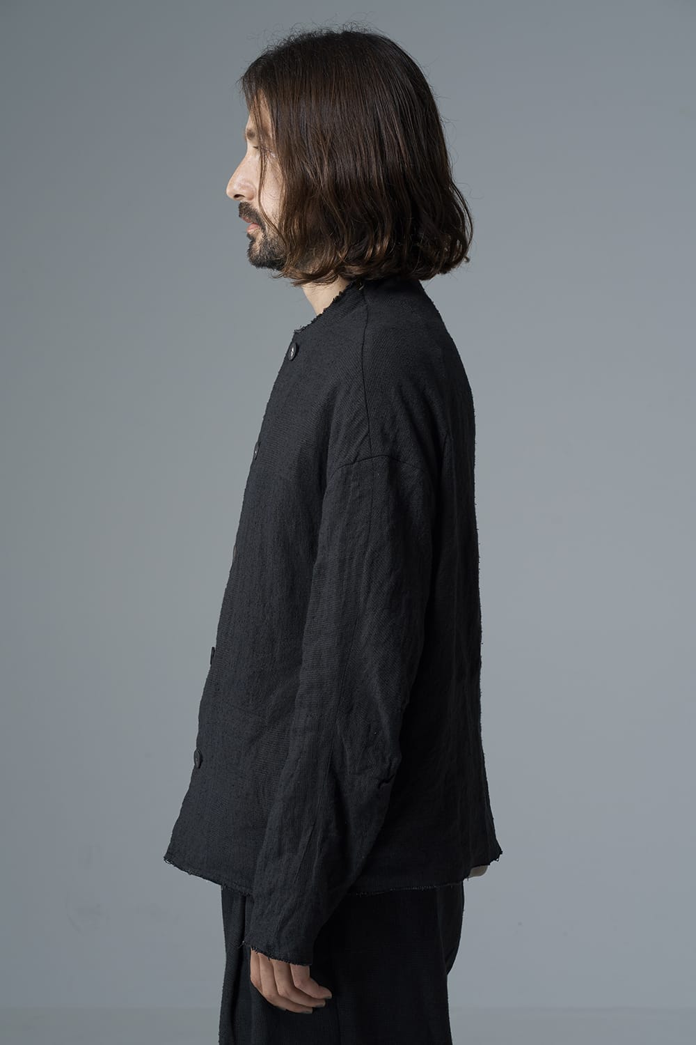 Jacket silk linen crazy check  Black