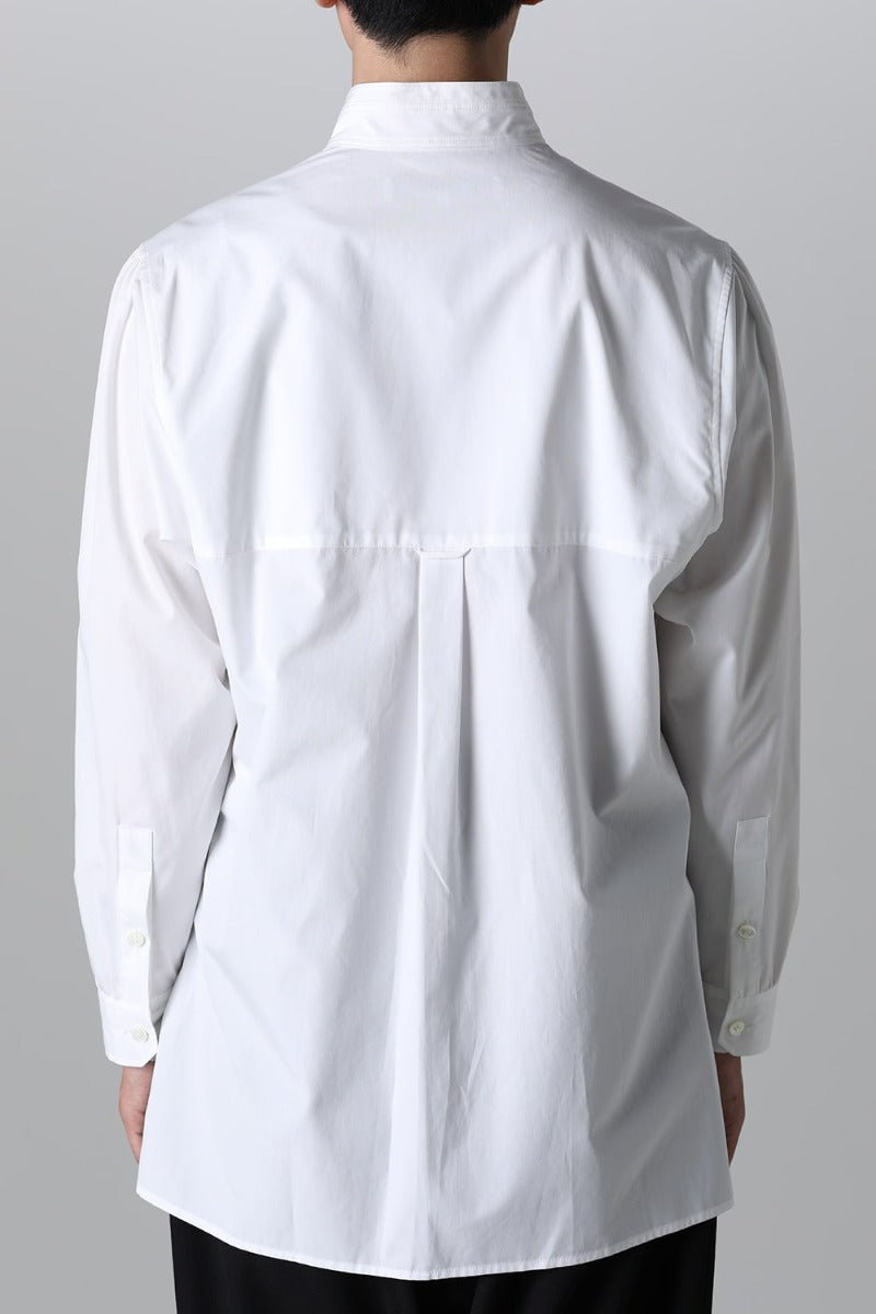 Yoke Pocket Stand Collar Blouse  White