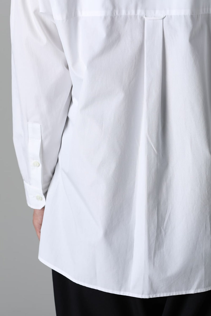 Yoke Pocket Stand Collar Blouse  White