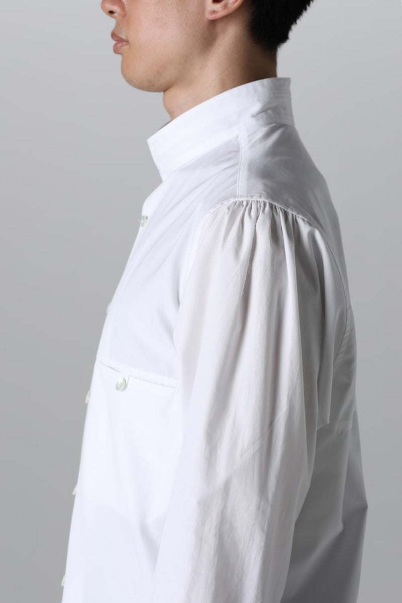 Yoke Pocket Stand Collar Blouse  White