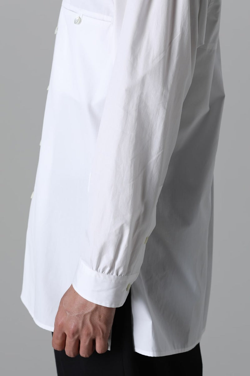 Yoke Pocket Stand Collar Blouse  White