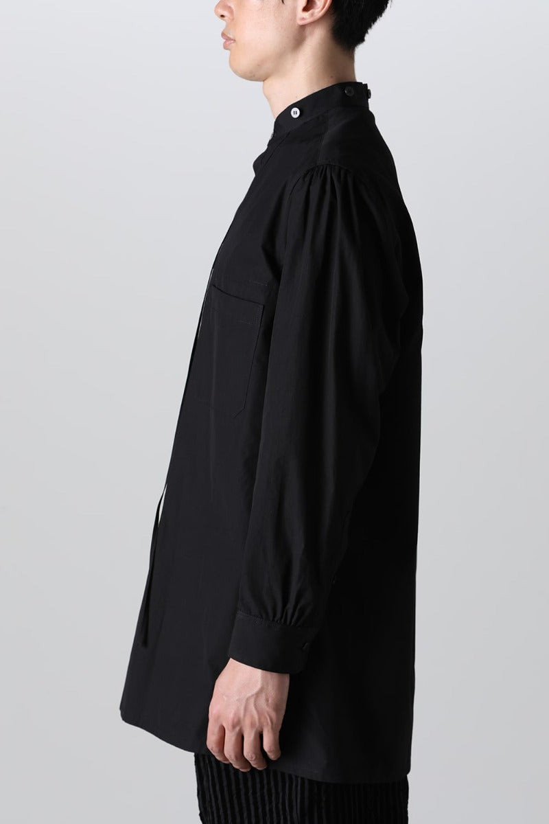 String Panel Pocket Blouse Black