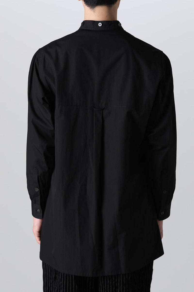 String Panel Pocket Blouse Black