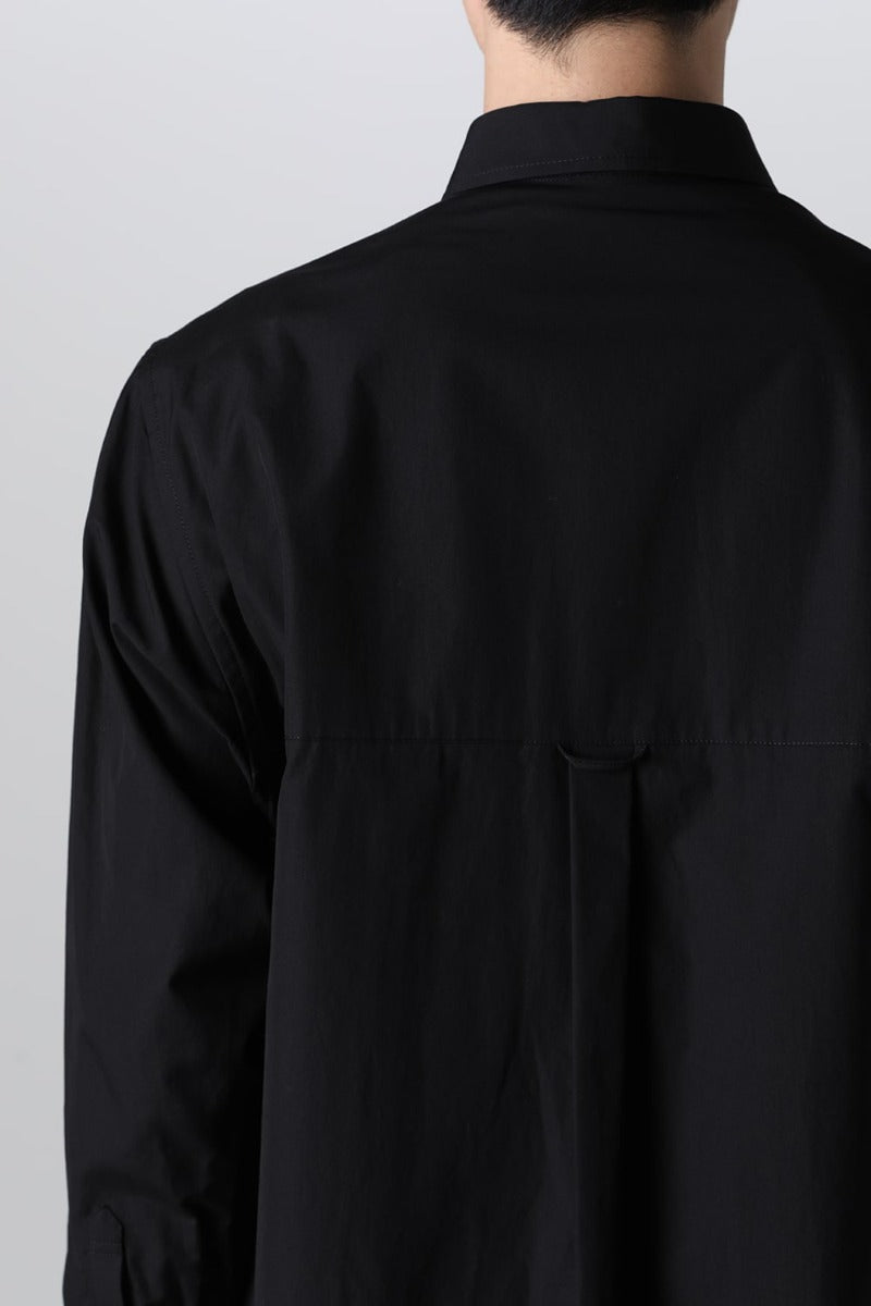 String Panel Pocket Blouse Black