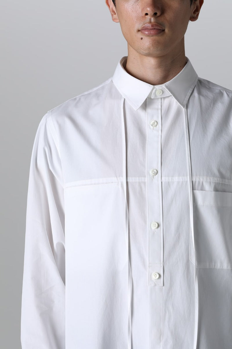 String Panel Pocket Blouse  White