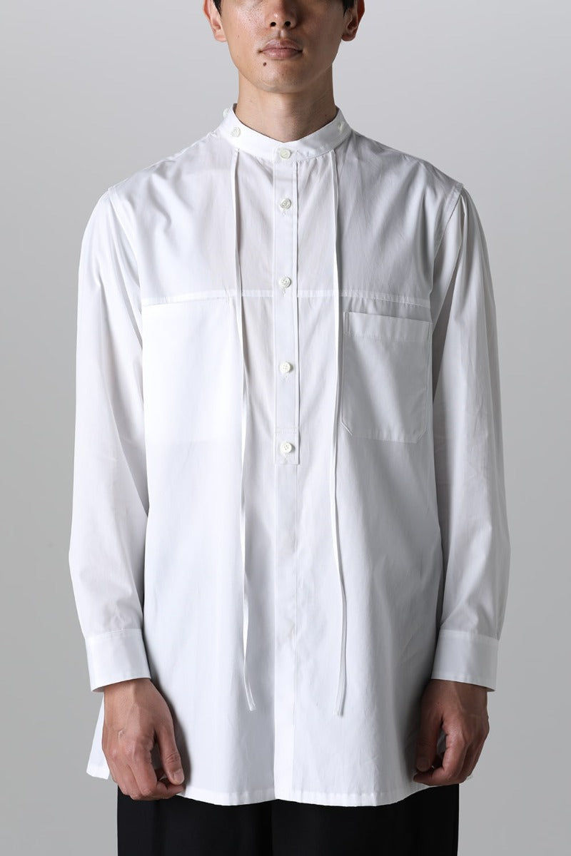 String Panel Pocket Blouse  White