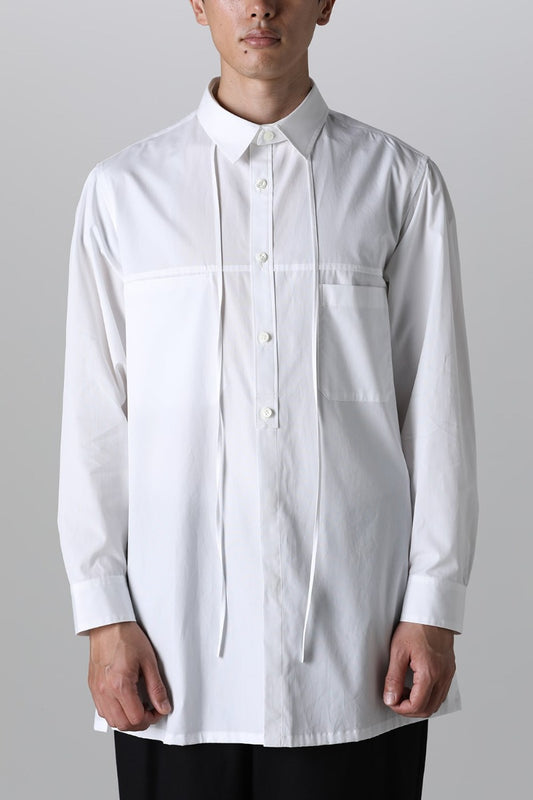 String Panel Pocket Blouse  White