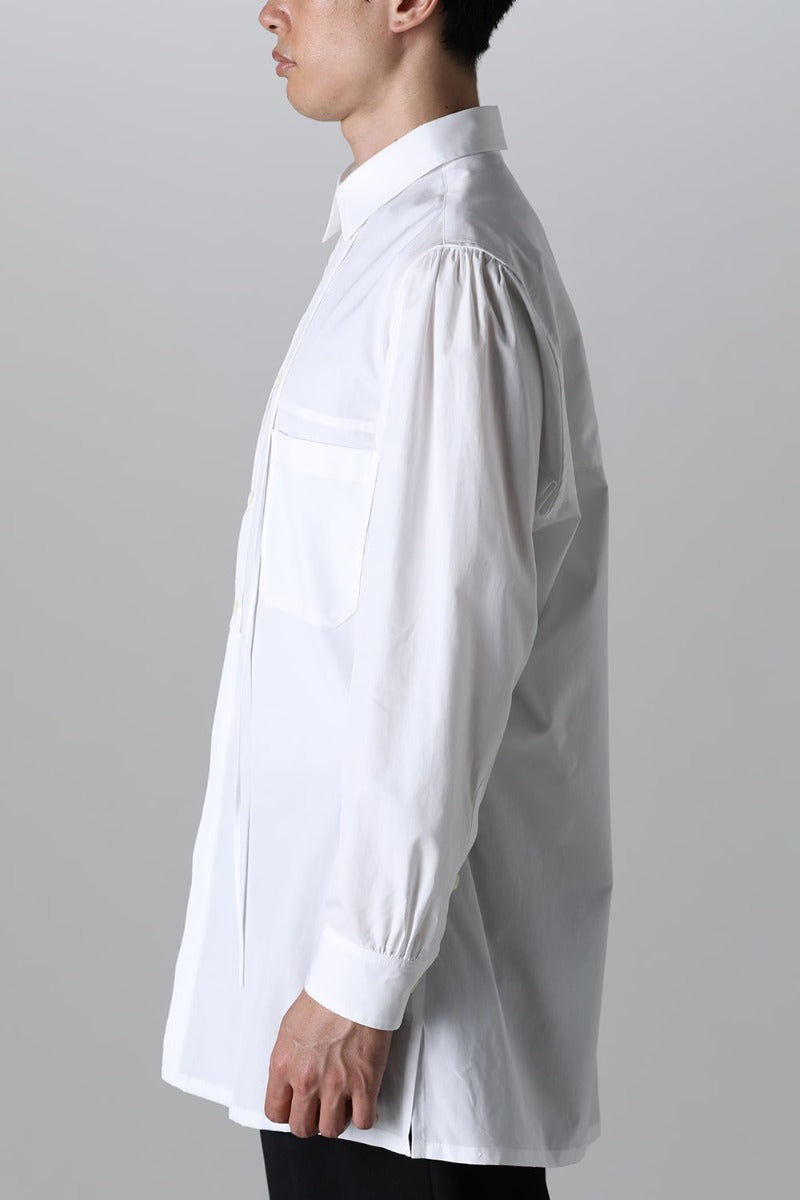 String Panel Pocket Blouse  White