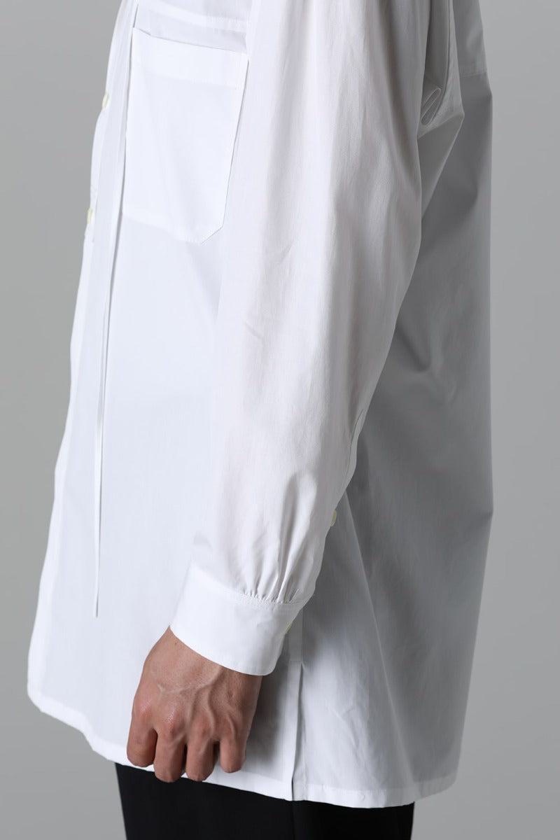 String Panel Pocket Blouse  White