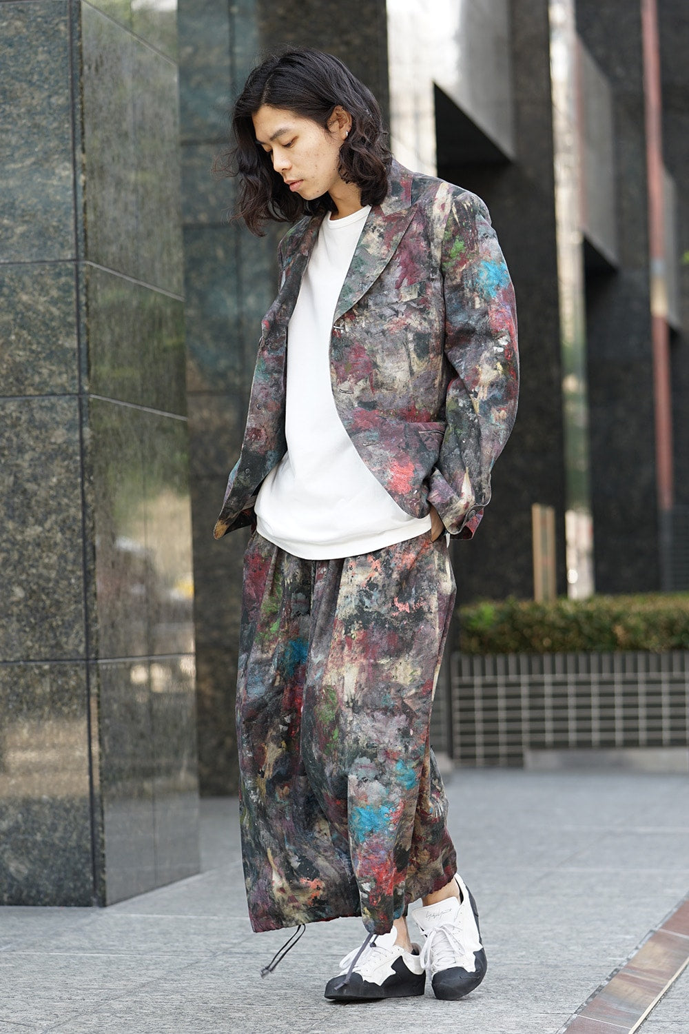 3 Buttons Paint Print Jacket