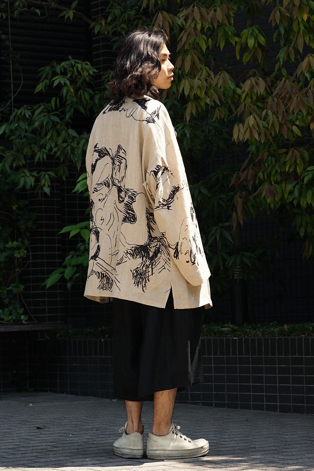 Yoke Sleeve Hemp Pattern Jacket 