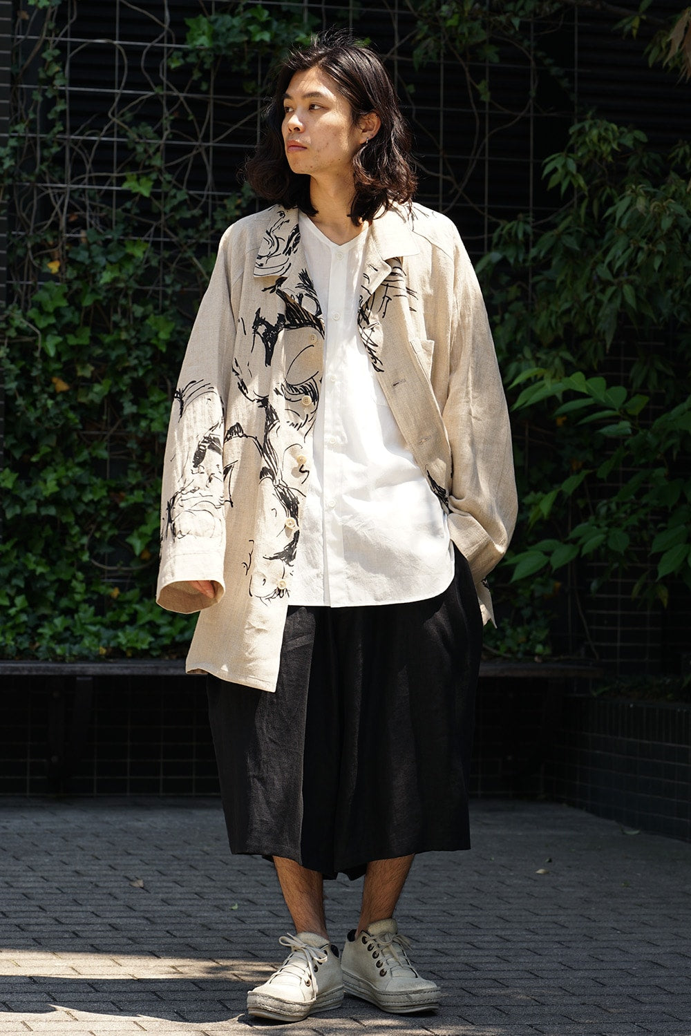 Yoke Sleeve Hemp Pattern Jacket