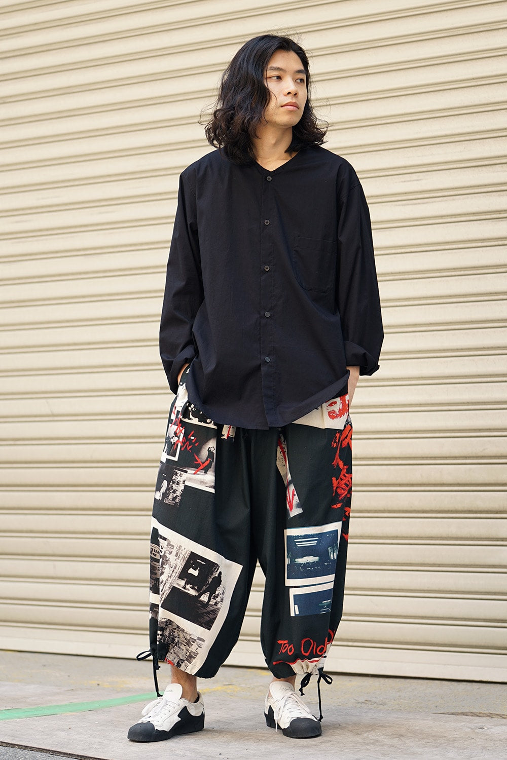 No Collar Long Sleeve Shirt