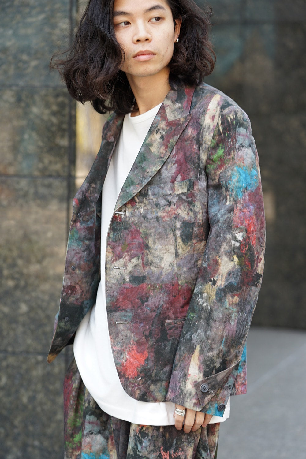 3 Buttons Paint Print Jacket