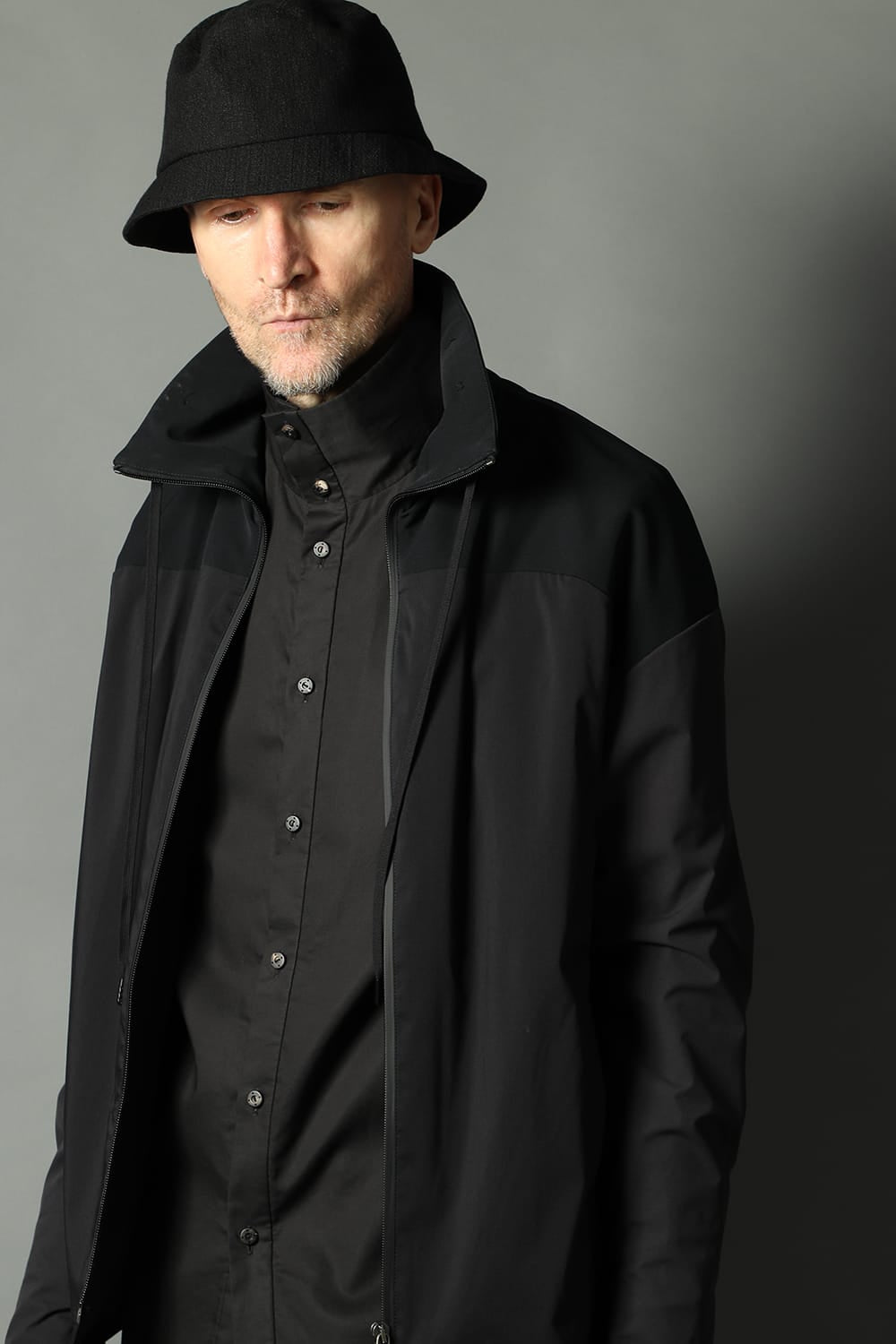Hight neck shirt 200/2 cotton double weave  Black
