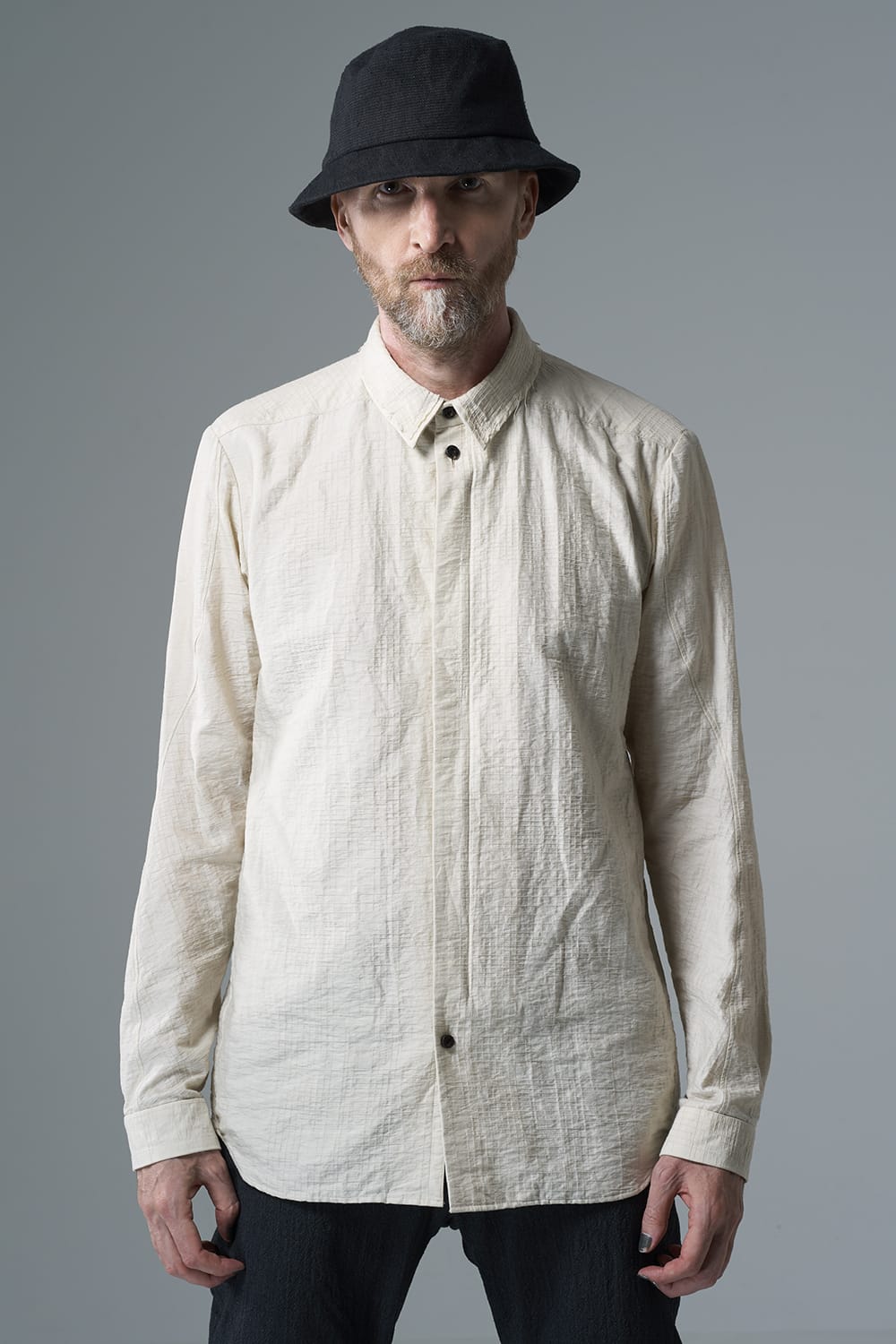 Shirt cotton / nylon Shadow jacquard  Ecru