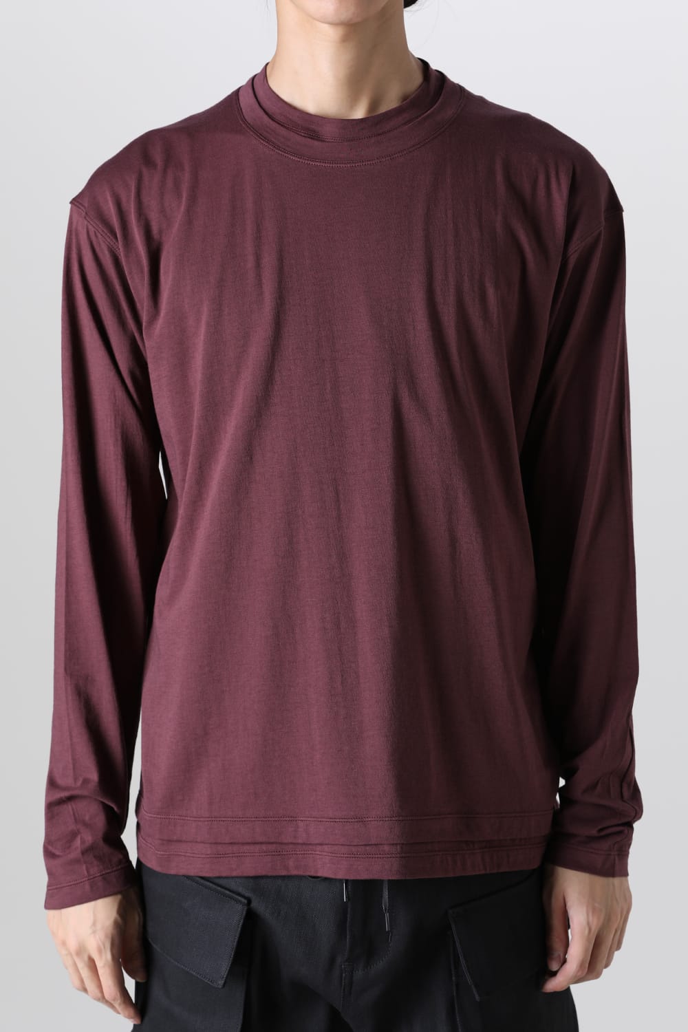 Cotton/Cashmere Long Sleeve T-Shirt Wine